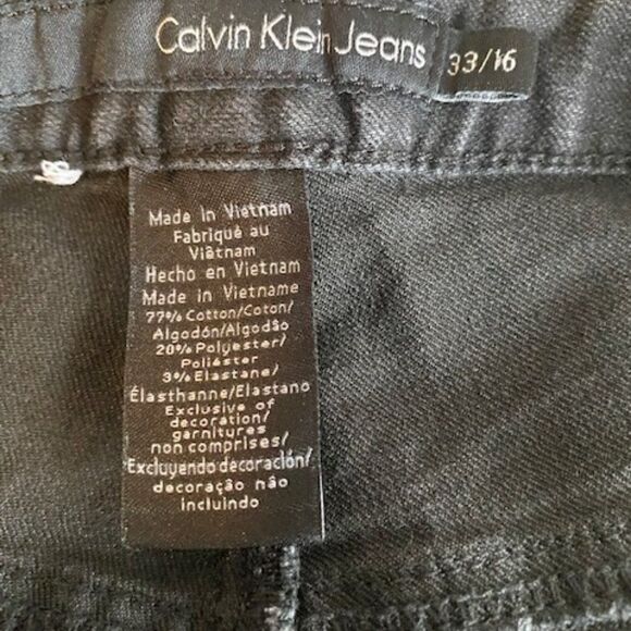 Calvin Klein Black 5 pocket distressed wide leg denims, size 33/16 - Picture 3 of 3